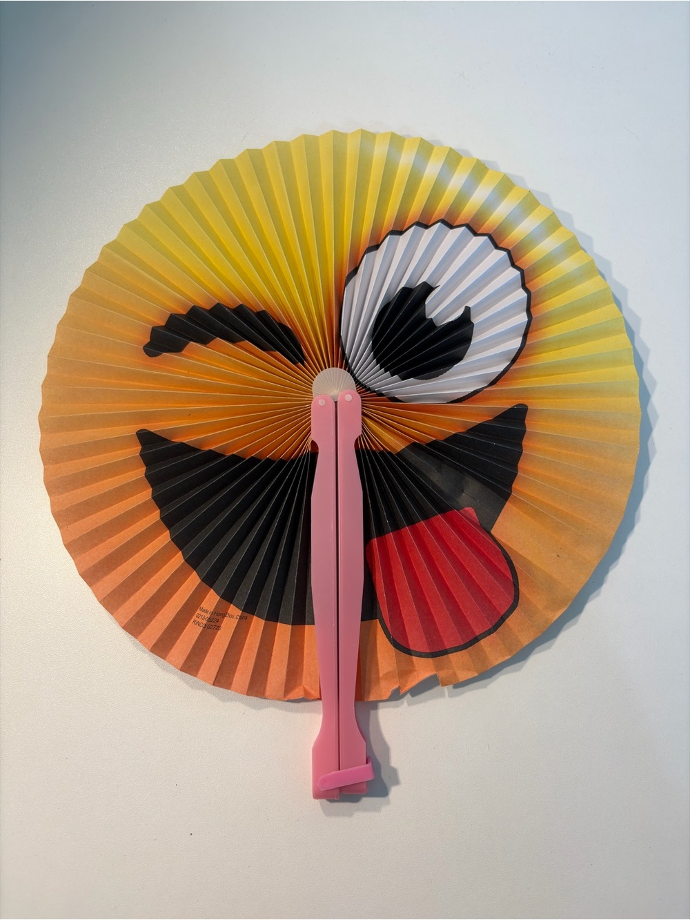 Yellow Emoji Hand Fan with Pink Handle